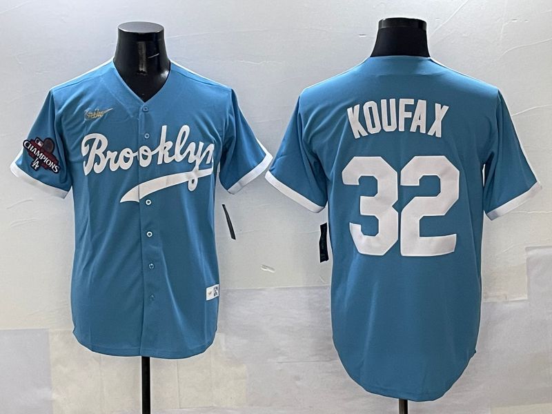 Men Los Angeles Dodgers 32 Koufax Light Blue Throwback 2025 Nike MLB Jersey style 36